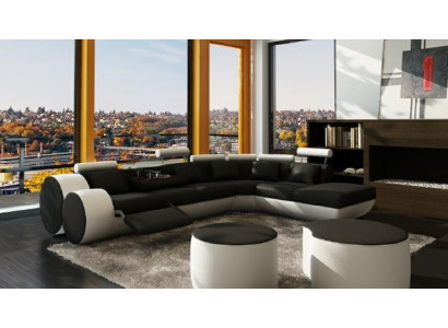 Leather sofa sofa leather couch USB suite XXL living landscape corner sofa made to measure