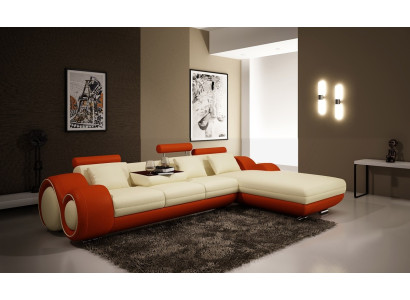 Leather sofa with USB Living landscape Corner sofa Eck Suite Design Modern Sofa A1163E