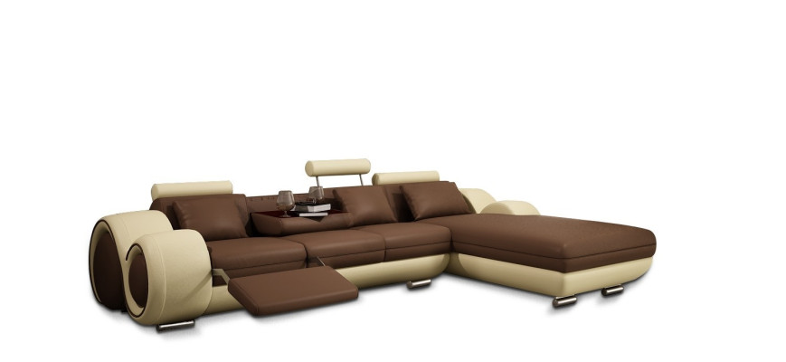 Leather sofa with USB Living landscape Corner sofa Eck Suite Design Modern Sofa A1163E