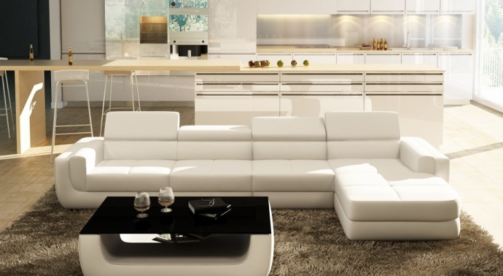 Modern Corner sofa with USB Upholstery Leather Design Sofa Suite Living landscape Tettau