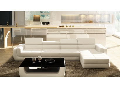 Modern Corner sofa with USB Upholstery Leather Design Sofa Suite Living landscape Tettau