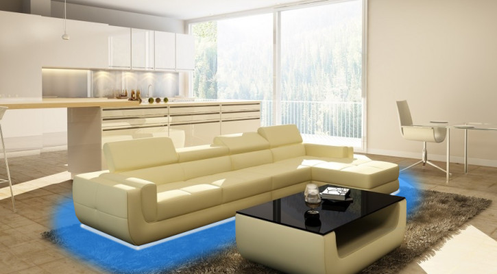 Modern Corner sofa with USB Upholstery Leather Design Sofa Suite Living landscape Tettau