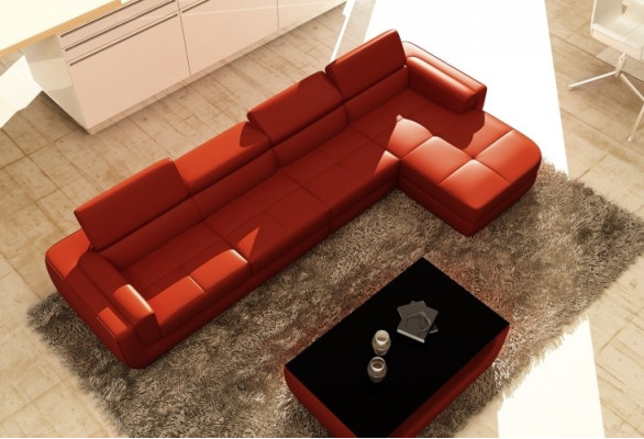 Modern Corner sofa with USB Upholstery Leather Design Sofa Suite Living landscape Tettau
