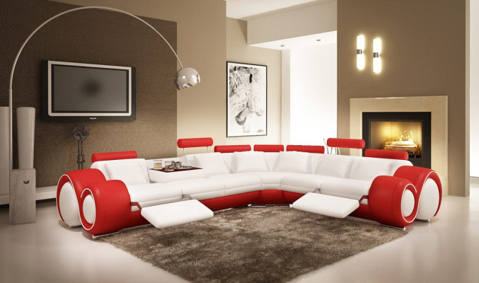 Leather sofa with USB,Living landscape Corner sofa Eck Suite Design Modern Sofa A1163
