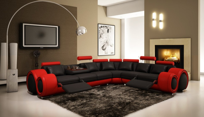 Leather sofa with USB,Living landscape Corner sofa Eck Suite Design Modern Sofa A1163