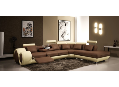 Leather sofa with USB Living landscape Corner sofa Eck Suite Design Modern Sofa A1163C