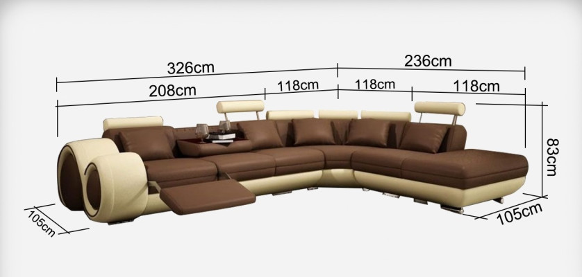Leather sofa with USB Living landscape Corner sofa Eck Suite Design Modern Sofa A1163C