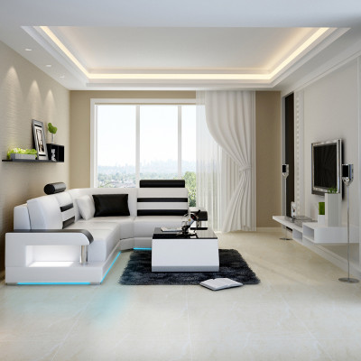 Leather sofa with USB,Living landscape Corner sofa Eck Suite Design Modern Sofa L6016D