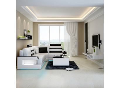 Leather sofa with USB,Living landscape Corner sofa Eck Suite Design Modern Sofa L6016D