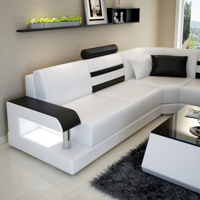 Leather sofa with USB,Living landscape Corner sofa Eck Suite Design Modern Sofa L6016D