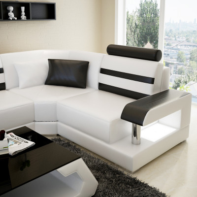 Leather sofa with USB,Living landscape Corner sofa Eck Suite Design Modern Sofa L6016D