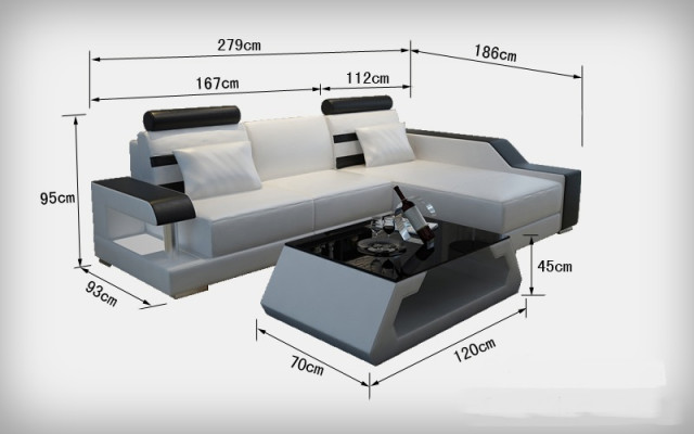 Leather sofa with USB Living landscape Corner sofa Eck Suite Design Modern Sofa L6016E