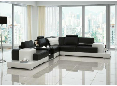 Leather sofa Corner sofa Sofa with USB Design Seat Upholstery Suite Living landscape 2725C