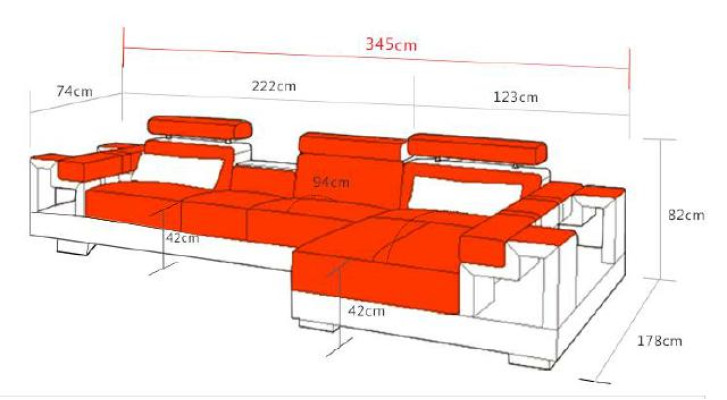 Living landscape Corner sofa Leather sofa Sofa + USB Upholstery Seat Corner Suite new 2710B