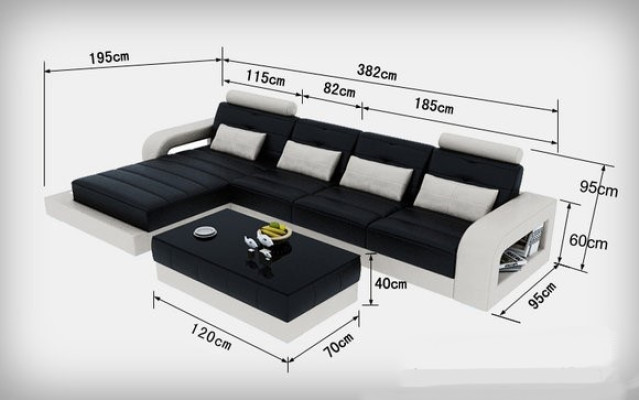 Leather sofa with USB Living landscape Corner Suite Design Modern Sofa L-shape L6008