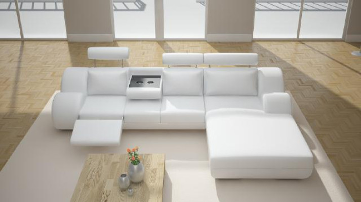Designer Suite Living landscape Corner sofa Sofa USB Upholstery Leather sofa Sofas Gray