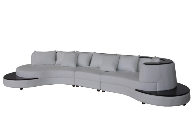 Luxury Living Corner Leather Suite Upholstery XXL Big Sofa with USB U-shape Corner Landscape