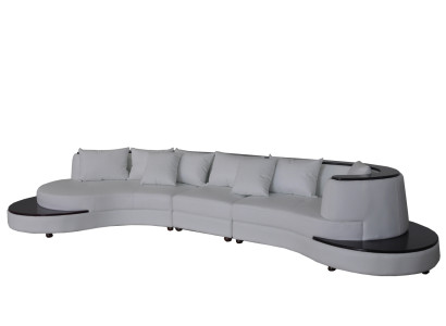 Luxury Living Corner Leather Suite Upholstery XXL Big Sofa with USB U-shape Corner Landscape