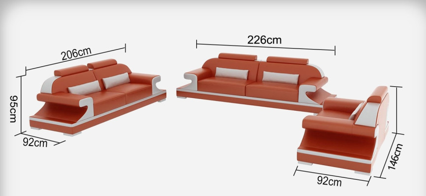 Leather sofa Couch Living landscape 3+2+1 Seater Suite Sofa Sofa set