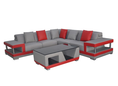 Leather sofa with USB,Couch Living landscape Corner Suite Design Modern Sofa L-shape