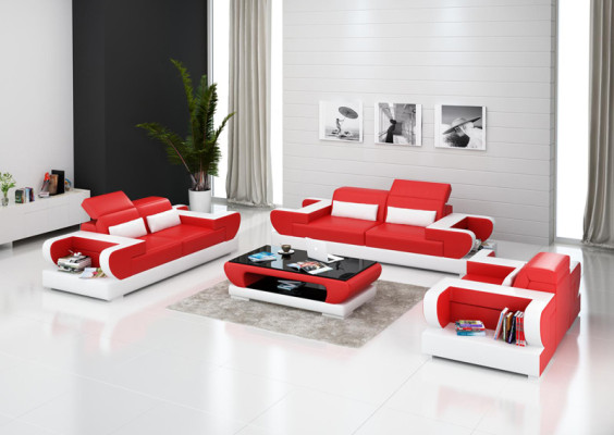 Leather sofa Couch Living landscape 3+2+1 Seater Suite Design Modern Sofa with USB