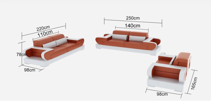 Leather sofa Couch Living landscape 3+2+1 Seater Suite Design Modern Sofa with USB