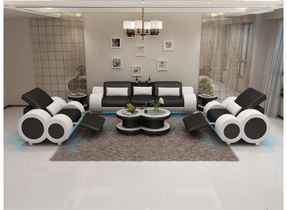 Leather sofa couch sofa set new 3+1+1 seater suite design modern sofa with USB