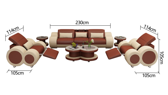 Leather sofa couch sofa set new 3+1+1 seater suite design modern sofa with USB