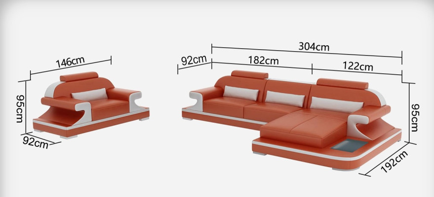 Leather sofa Couch Living landscape Corner sofa + Armchair new Suite Design Sofa G8021E