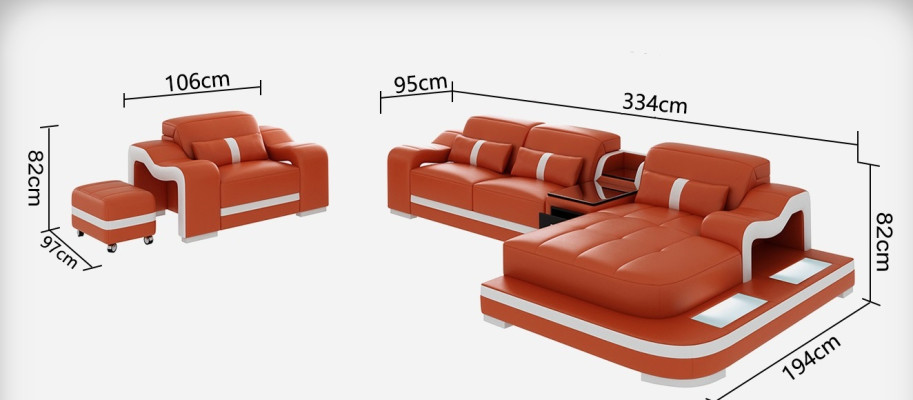 Leather sofa Couch Living landscape Corner sofa Corner Suite Design Modern Sofa G8027E