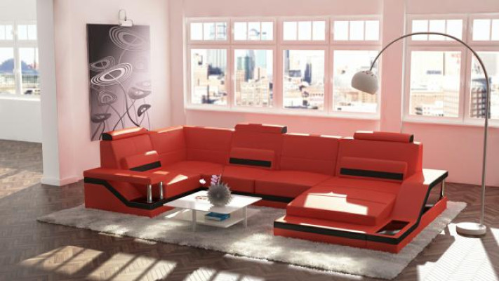Living landscape Couch Corner Corner sofa Suite Textile Fabric Leather Sofas Sofa with USB