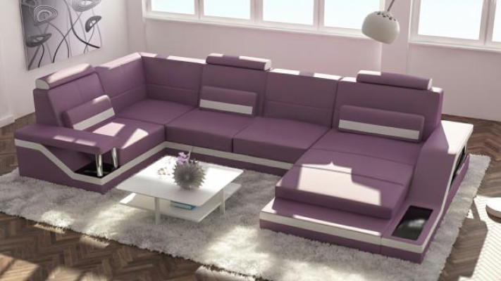 Living landscape Couch Corner Corner sofa Suite Textile Fabric Leather Sofas Sofa with USB