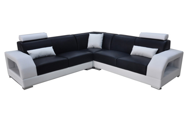 XXL Corner sofa + USB,Leather Living landscape Suite Design Modern Sofa L-shape G8001B
