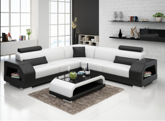 XXL Corner sofa + USB,Leather Living landscape Suite Design Modern Sofa L-shape G8001B