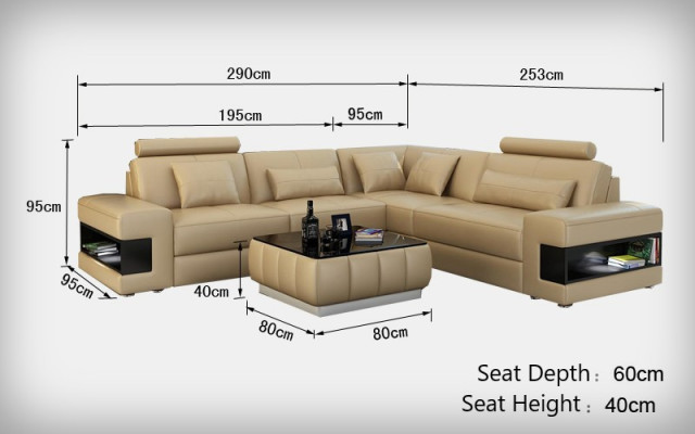 Leather sofa with USB Living landscape Corner sofa Eck Suite Design Modern Sofa L6014B