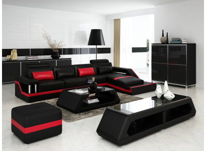 Designer Corner sofa Sofa Living landscape Big Modern leather sofa Couch Hamburg III