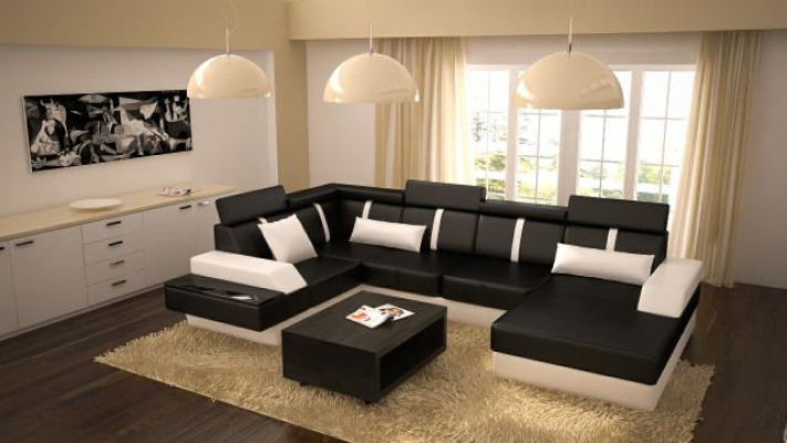 Designer Living landscape Corner sofa Couch Sofa Upholstery Suite Leather sofa Sofas new