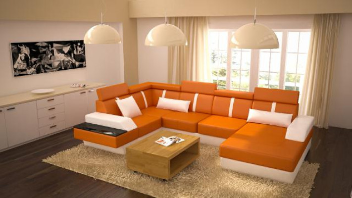 Designer Living landscape Corner sofa Couch Sofa Upholstery Suite Leather sofa Sofas new