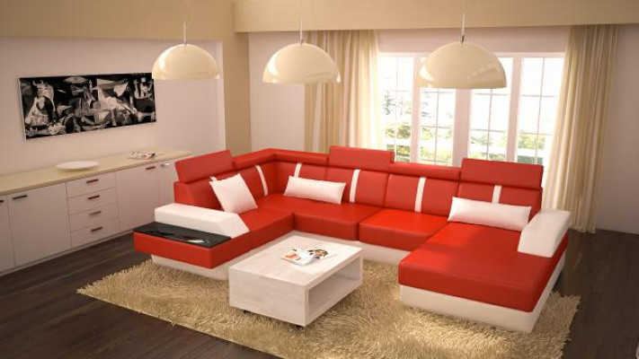 Designer Living landscape Corner sofa Couch Sofa Upholstery Suite Leather sofa Sofas new