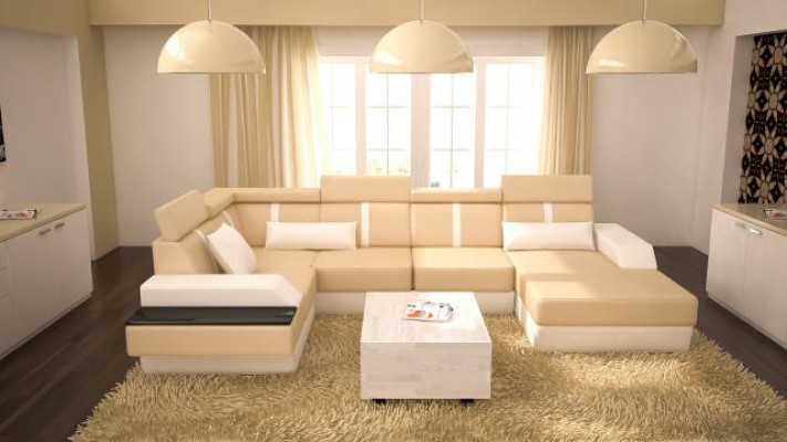 Designer Living landscape Corner sofa Couch Sofa Upholstery Suite Leather sofa Sofas new