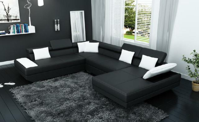 Leather sofa sofa couch upholstery corner suite living landscape XXL big corner sofa 2719D