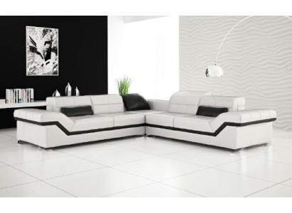 Leather sofa XXL Living landscape Couch Design Sofa with USB Corner sofa Sofa set White