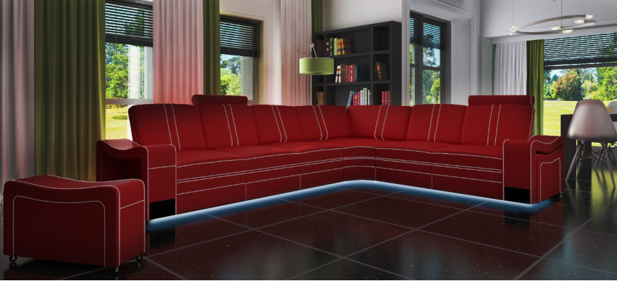 LEATHER SOFA XXL Living landscape Suite Leather Corner sofa Suite with USB Upholstery