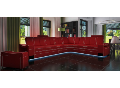 LEATHER SOFA XXL Living landscape Suite Leather Corner sofa Suite with USB Upholstery