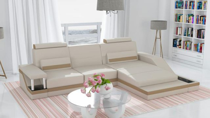 Corner sofa Living landscape Sofa +USB Corner Suite Leather Textile Fabric Custom made
