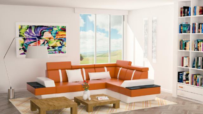 Designer Living landscape Corner sofa new Couch Sofa Upholstery Leather sofa + USB,Suite