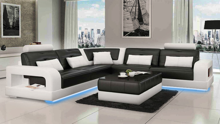 LEATHER SOFA SOFA Corner sofa USB Sofa set DESIGN COUCH Living landscape to Dimension