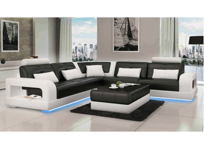 LEATHER SOFA SOFA Corner sofa USB Sofa set DESIGN COUCH Living landscape to Dimension