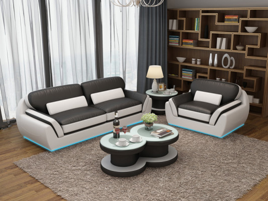 Leather sofa with USB Sofa set 3+1 Seater Suite Design Modern new Sofa G8038D