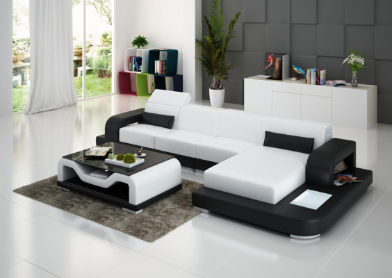 Leather sofa with USB Living landscape Corner sofa Corner Suite Couch Design Sofa G8006C